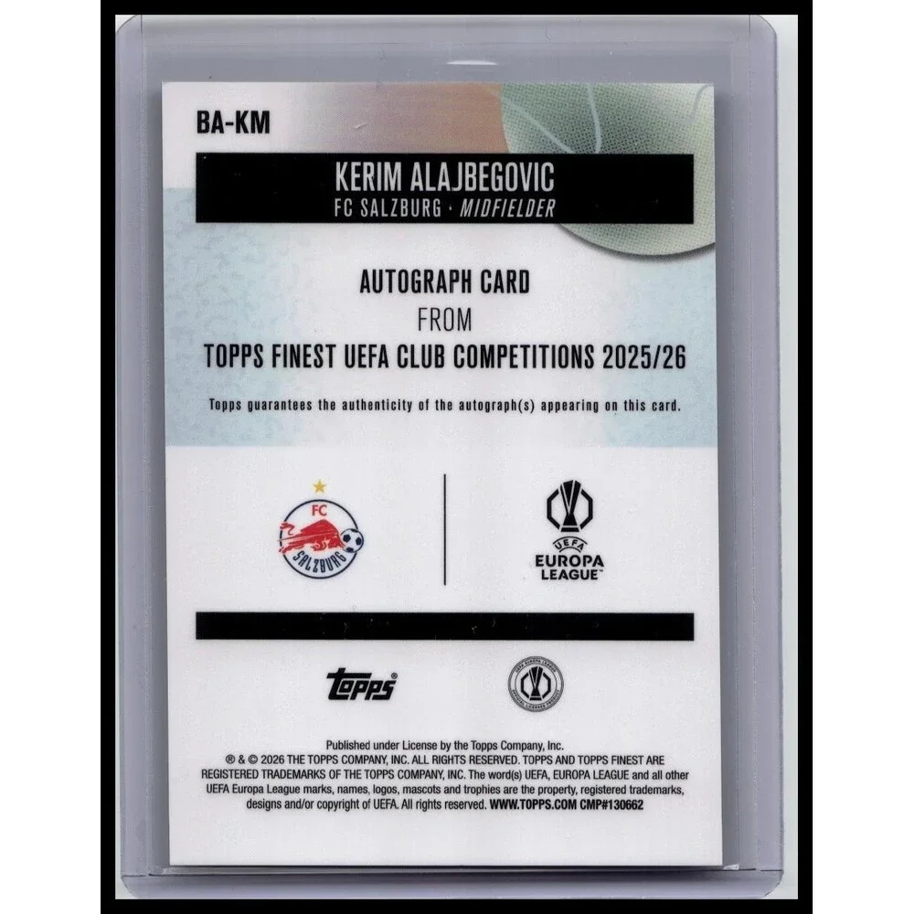 2025 Topps UEFA Club Competition Finest Kerim Alajbegovic Auto #BA-KM Salzburg